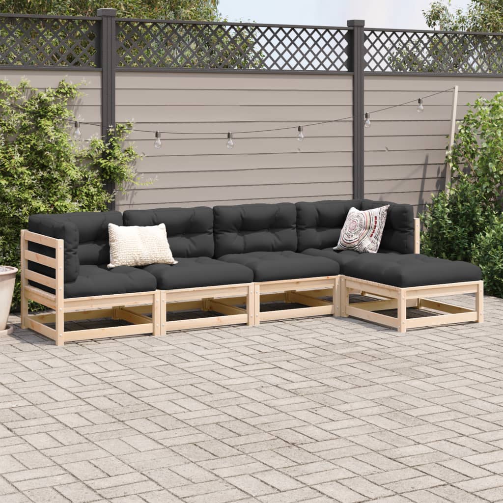 Salon de jardin 5 pcs bois de pin massif - XIOS