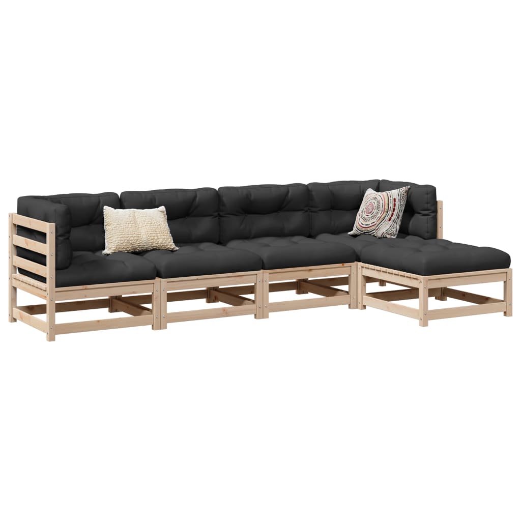 Salon de jardin 5 pcs bois de pin massif - XIOS