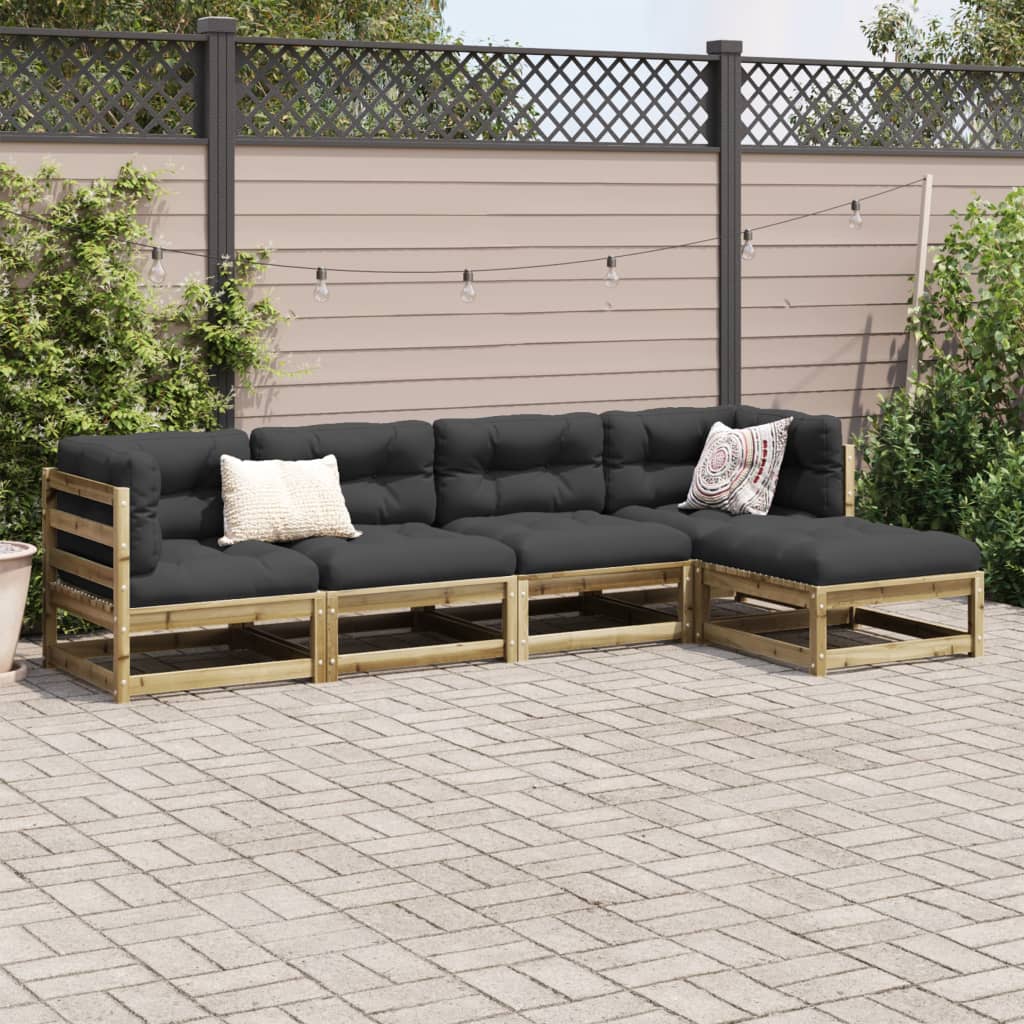 Salon de jardin 5 pcs bois de pin imprégné - XIOS