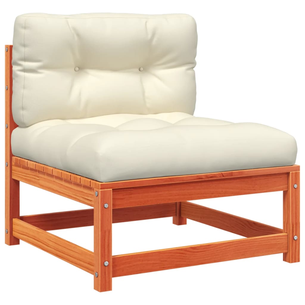 Salon de jardin 5 pcs avec coussins cire marron bois pin massif - XIOS