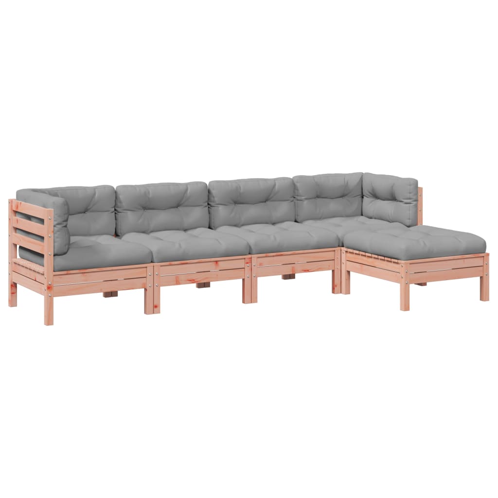 Salon de jardin 5 pcs et coussins bois massif sapin de douglas - XIOS