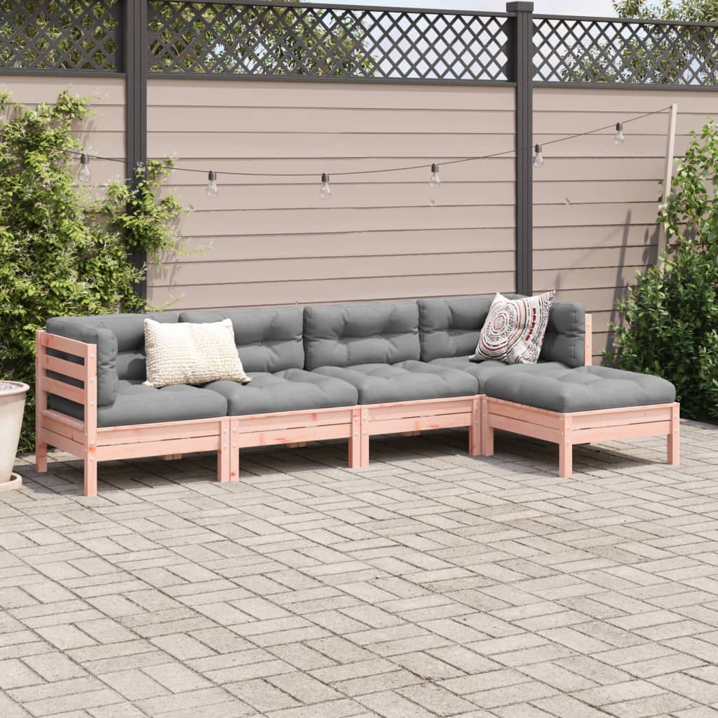 Salon de jardin 5 pcs et coussins bois massif sapin de douglas - XIOS