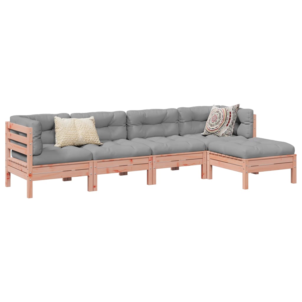 Salon de jardin 5 pcs et coussins bois massif sapin de douglas - XIOS