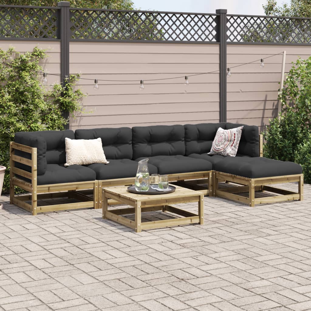Salon de jardin 6 pcs bois de pin imprégné - XIOS