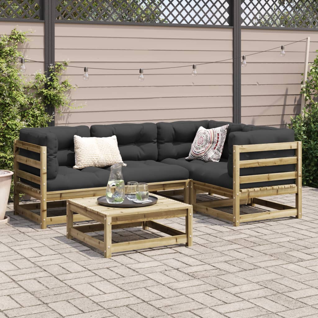 Salon de jardin 5 pcs bois de pin imprégné - XIOS