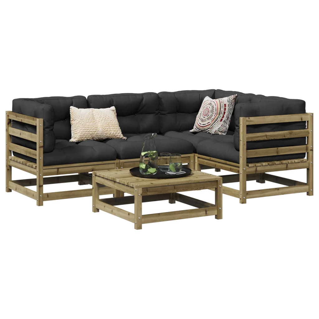 Salon de jardin 5 pcs bois de pin imprégné - XIOS