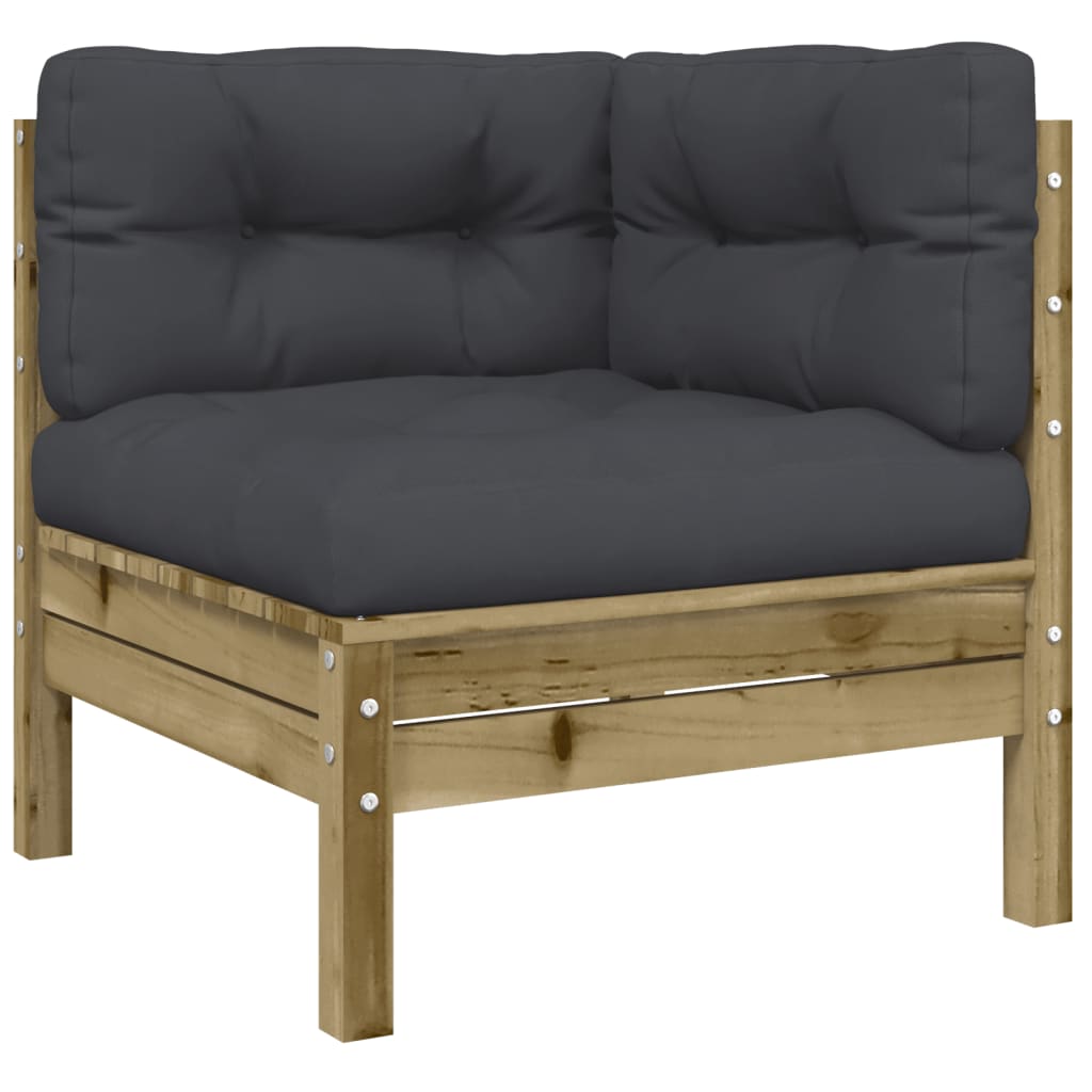 Salon de jardin 5 pcs avec coussins bois de pin imprégné - XIOS