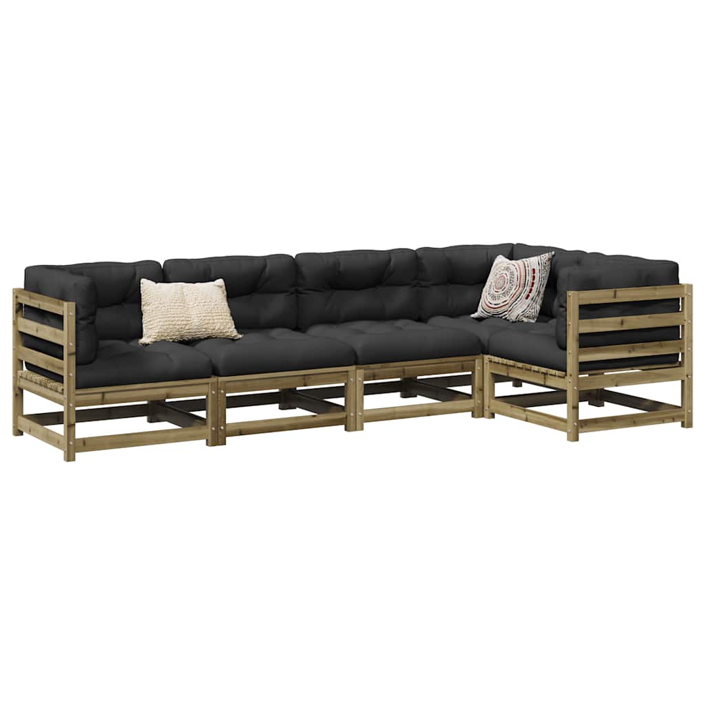 Salon de jardin 5 pcs bois de pin imprégné - XIOS