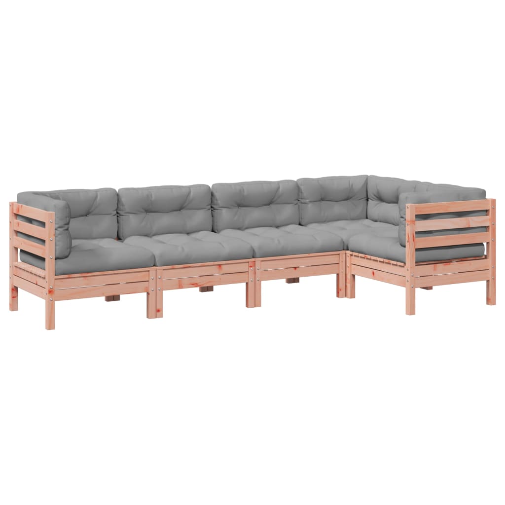 Salon de jardin 5 pcs et coussins bois massif sapin de douglas - XIOS