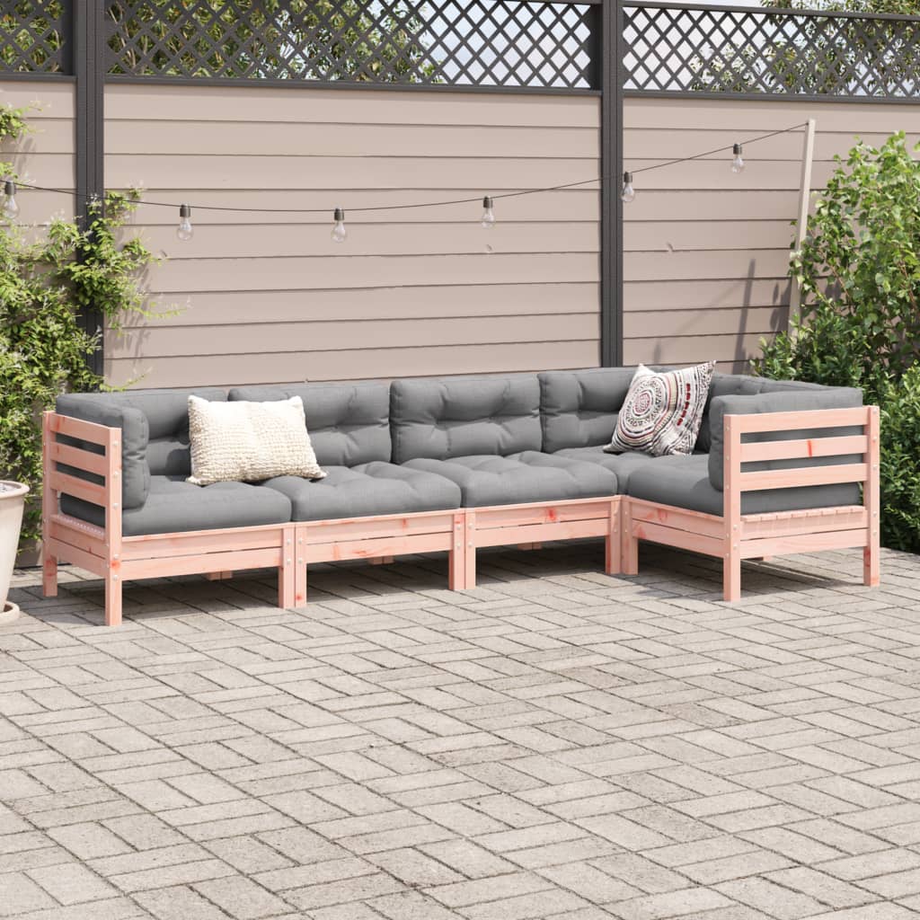 Salon de jardin 5 pcs et coussins bois massif sapin de douglas - XIOS