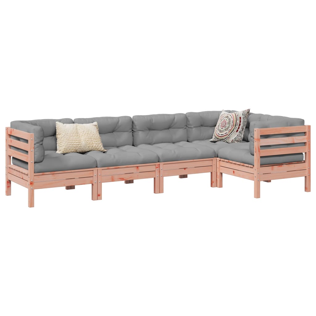 Salon de jardin 5 pcs et coussins bois massif sapin de douglas - XIOS