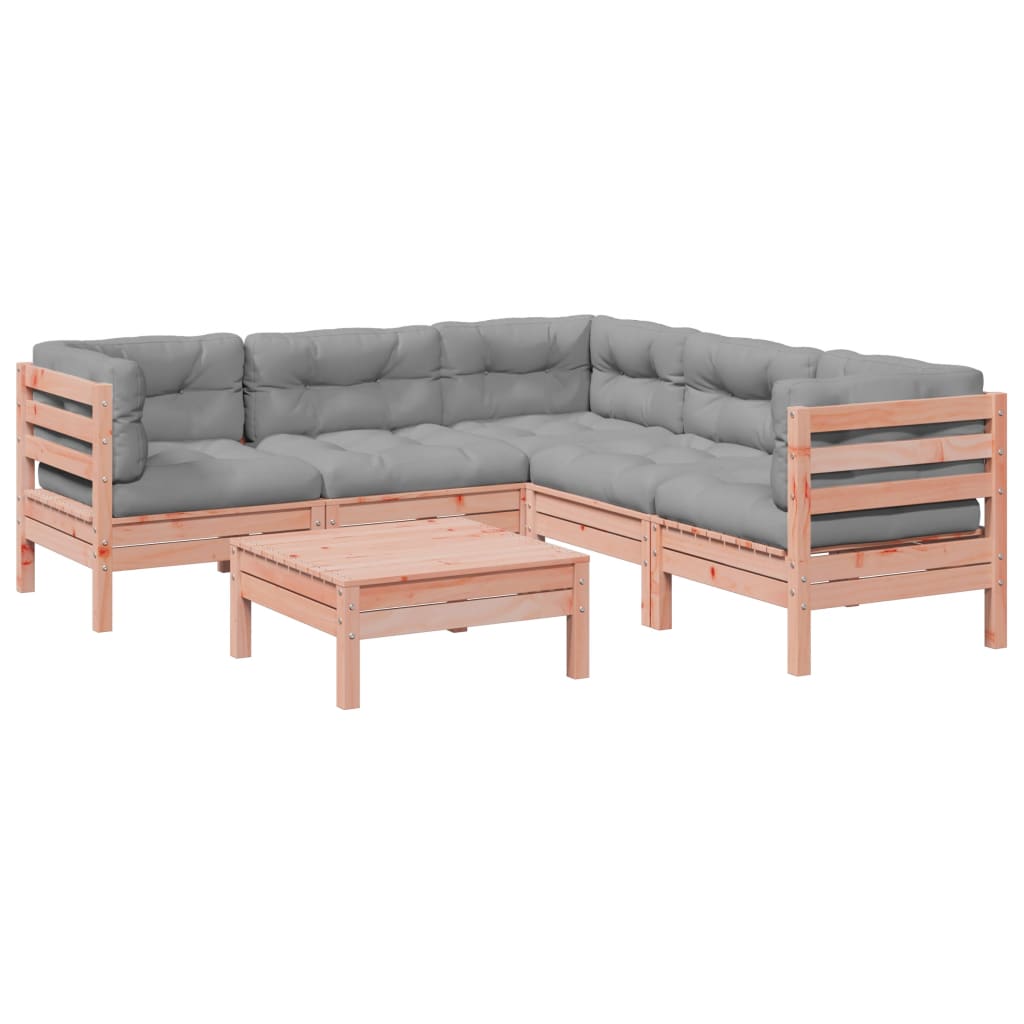 Salon de jardin 6 pcs et coussins bois massif sapin de douglas - XIOS