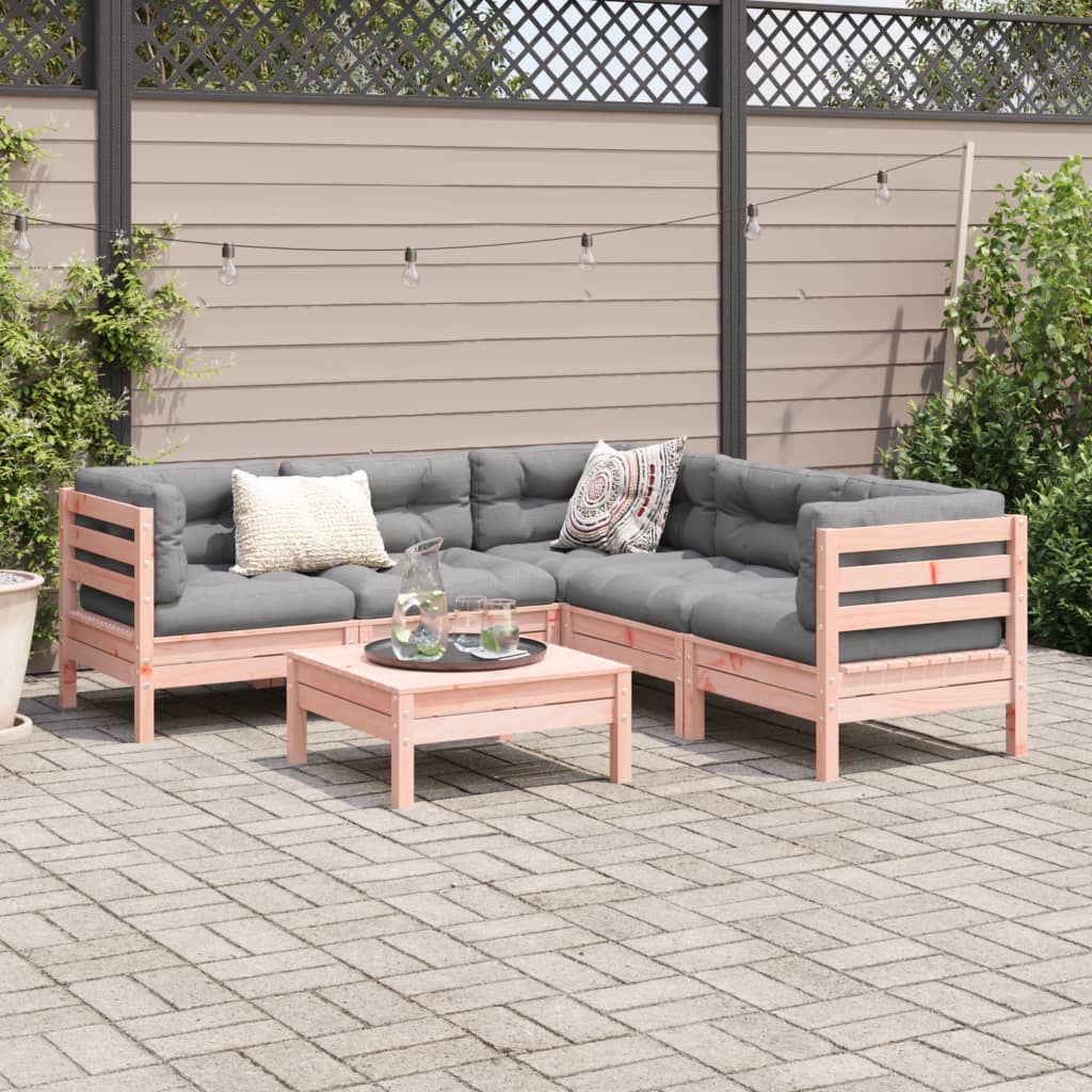 Salon de jardin 6 pcs et coussins bois massif sapin de douglas - XIOS