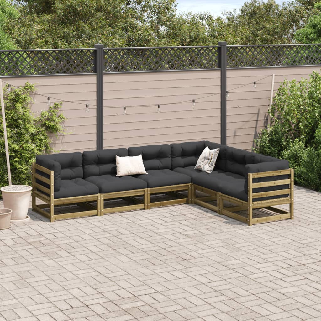 Salon de jardin 6 pcs bois de pin imprégné - XIOS
