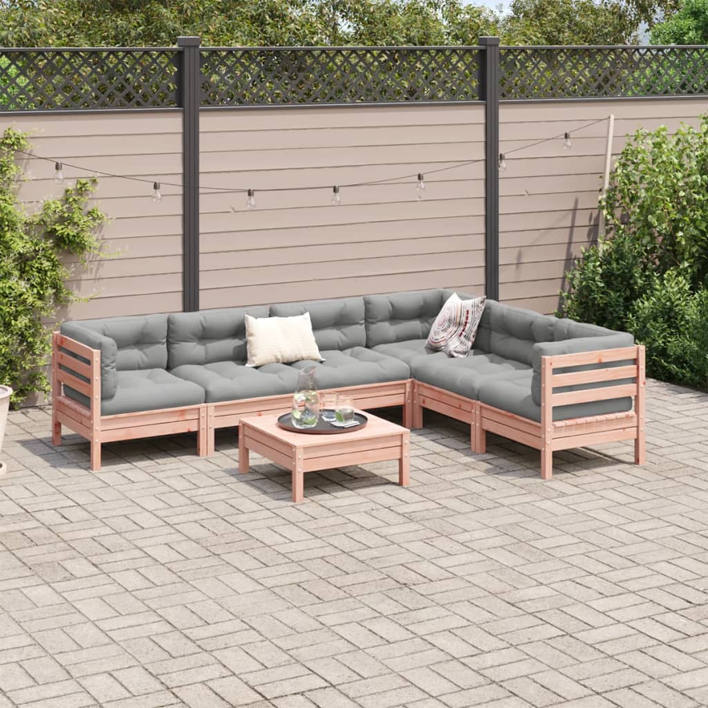 Salon de jardin 7 pcs et coussins bois massif sapin de douglas - XIOS