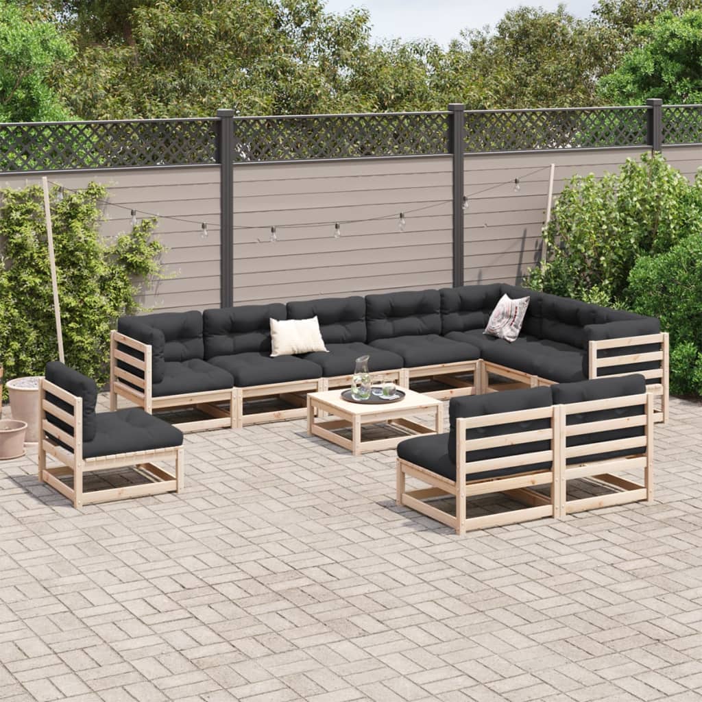 Salon de jardin 11 pcs bois de pin massif - XIOS