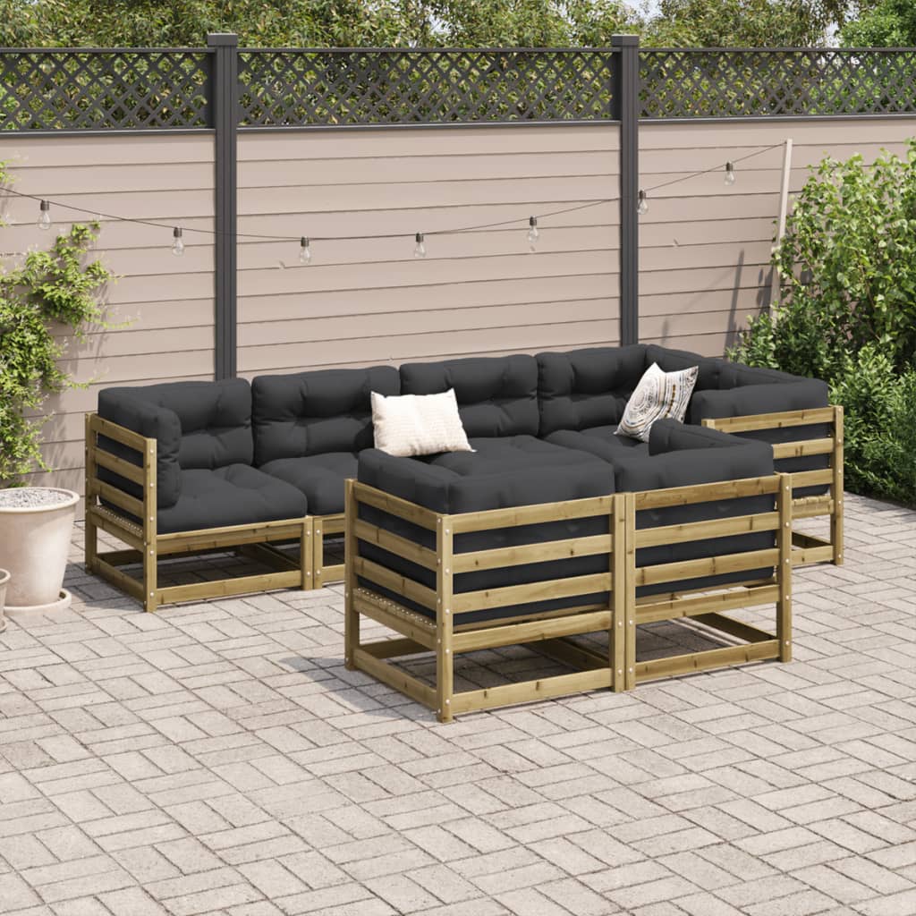 Salon de jardin 7 pcs bois de pin imprégné - XIOS
