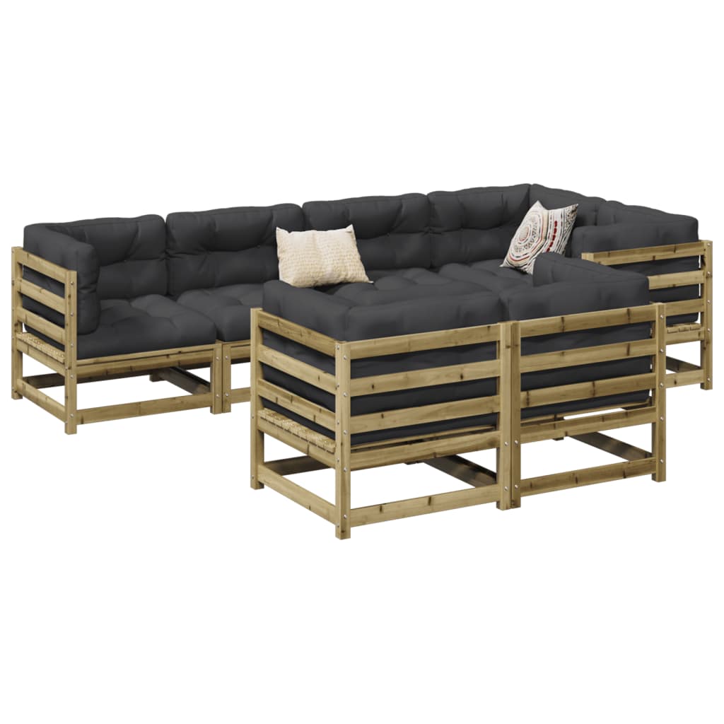 Salon de jardin 7 pcs bois de pin imprégné - XIOS