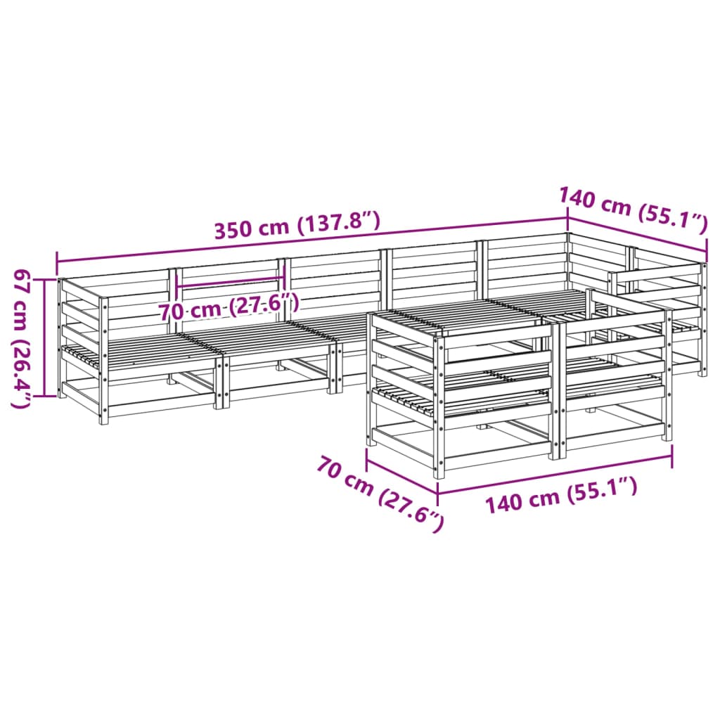 Salon de jardin 8 pcs bois massif sapin de douglas - XIOS