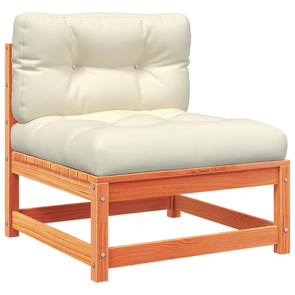Salon de jardin 8 pcs avec coussins marron cire bois pin massif - XIOS