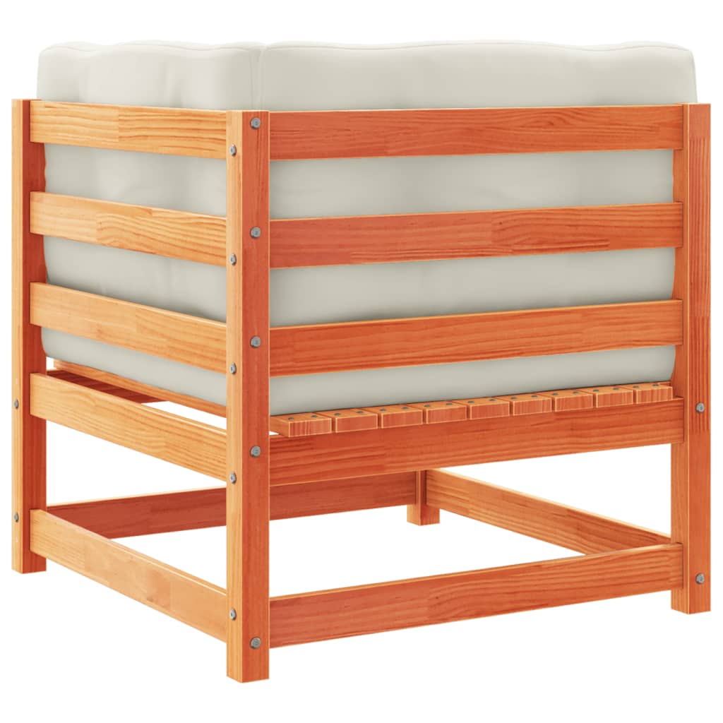 Salon de jardin 8 pcs avec coussins marron cire bois pin massif - XIOS