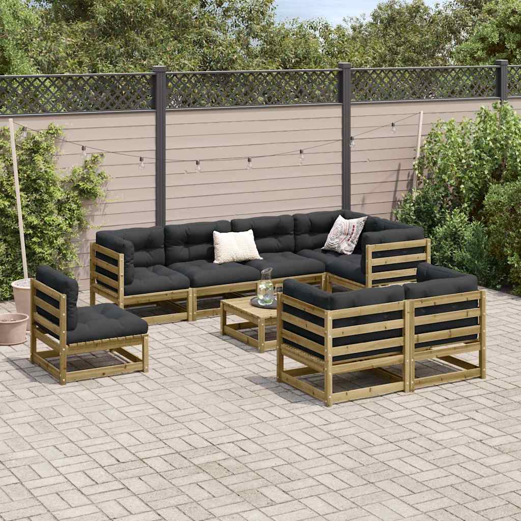 Salon de jardin 9 pcs bois de pin imprégné - XIOS