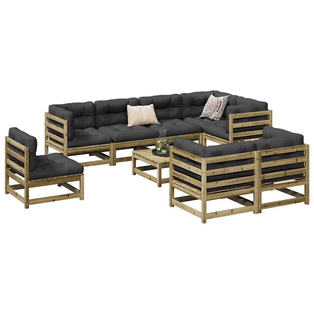 Salon de jardin 9 pcs bois de pin imprégné - XIOS