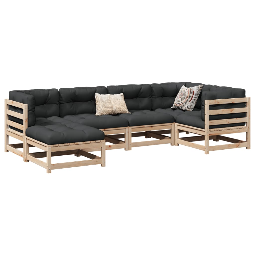 Salon de jardin 6 pcs bois de pin massif
