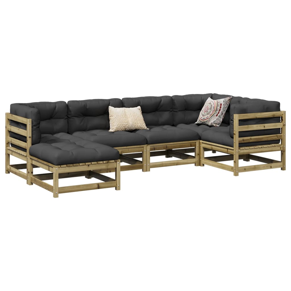 Salon de jardin 6 pcs bois de pin imprégné - XIOS
