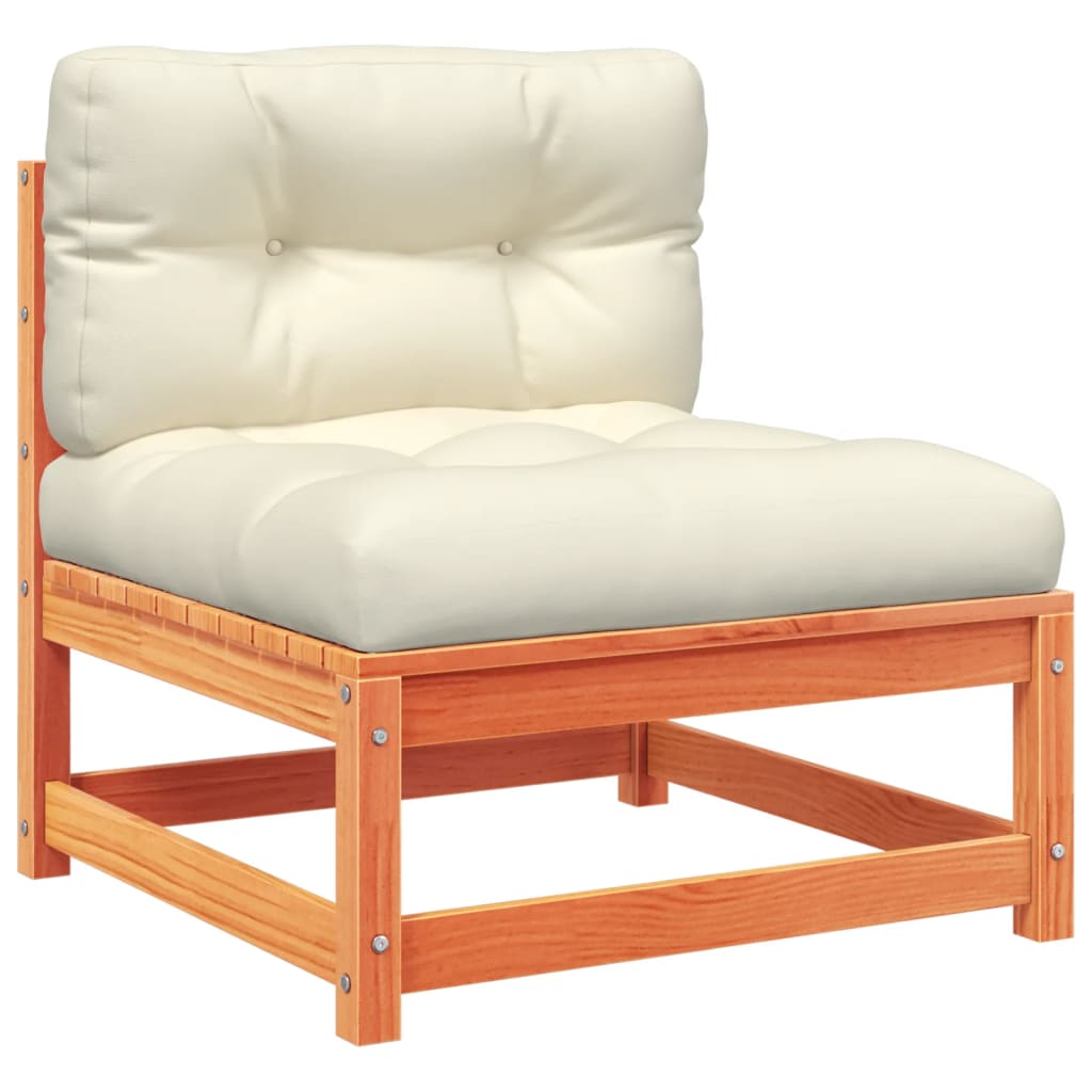 Salon de jardin 6 pcs avec coussins cire marron bois pin massif - XIOS