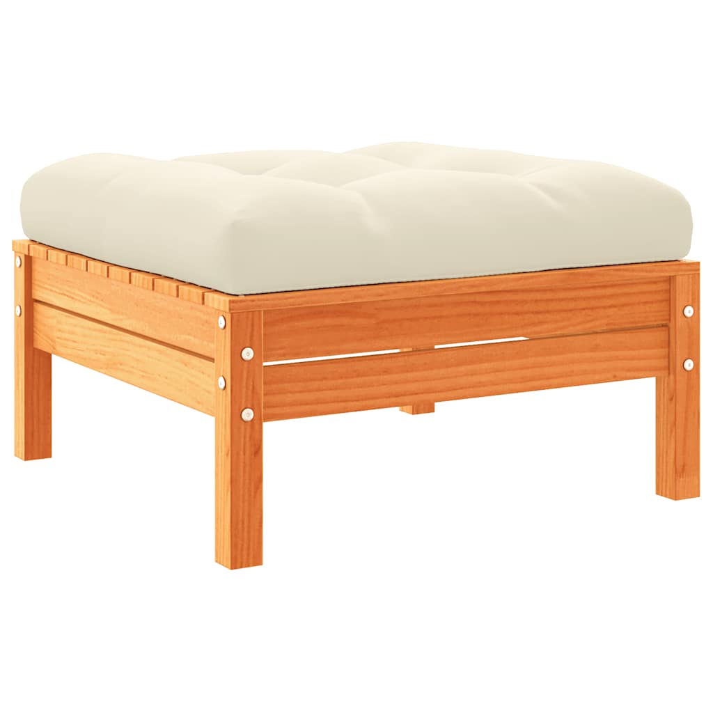 Salon de jardin 7 pcs avec coussins cire marron bois pin massif - XIOS