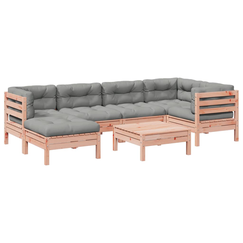 Salon de jardin 7 pcs et coussins bois massif sapin de douglas - XIOS