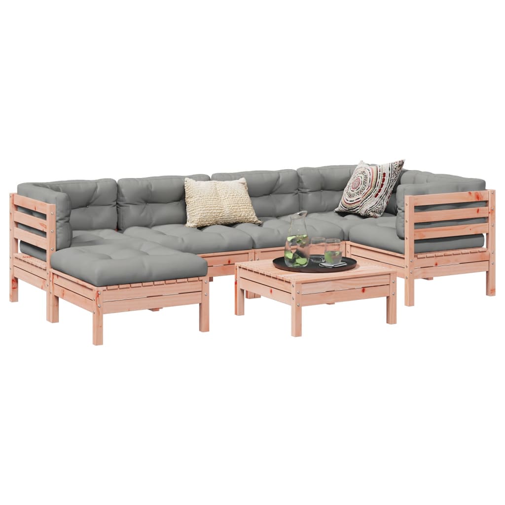 Salon de jardin 7 pcs et coussins bois massif sapin de douglas - XIOS