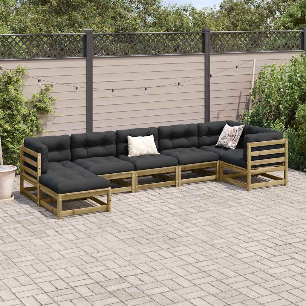 Salon de jardin 7 pcs bois de pin imprégné - XIOS