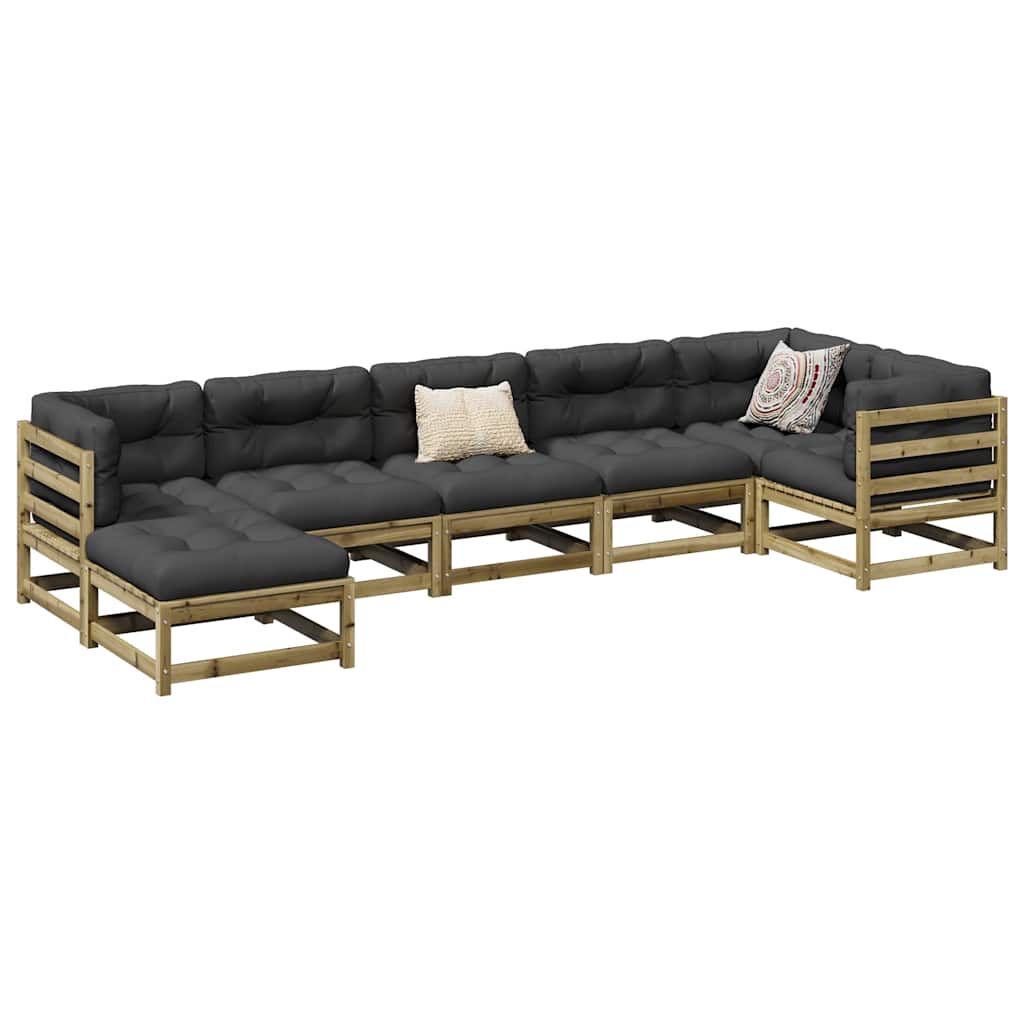 Salon de jardin 7 pcs bois de pin imprégné - XIOS