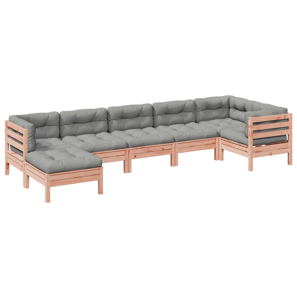 Salon de jardin 7 pcs et coussins bois massif sapin de douglas - XIOS