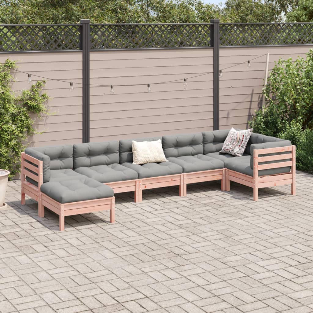 Salon de jardin 7 pcs et coussins bois massif sapin de douglas - XIOS