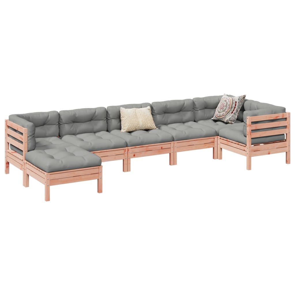 Salon de jardin 7 pcs et coussins bois massif sapin de douglas - XIOS