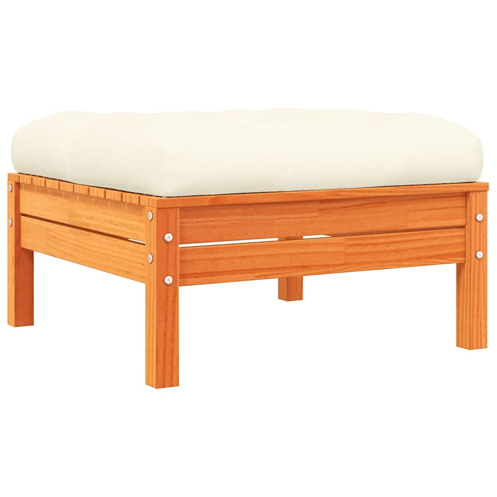 Salon de jardin 8 pcs avec coussins marron cire bois pin massif - XIOS