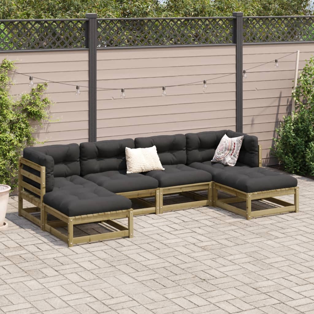 Salon de jardin 6 pcs bois de pin imprégné - XIOS