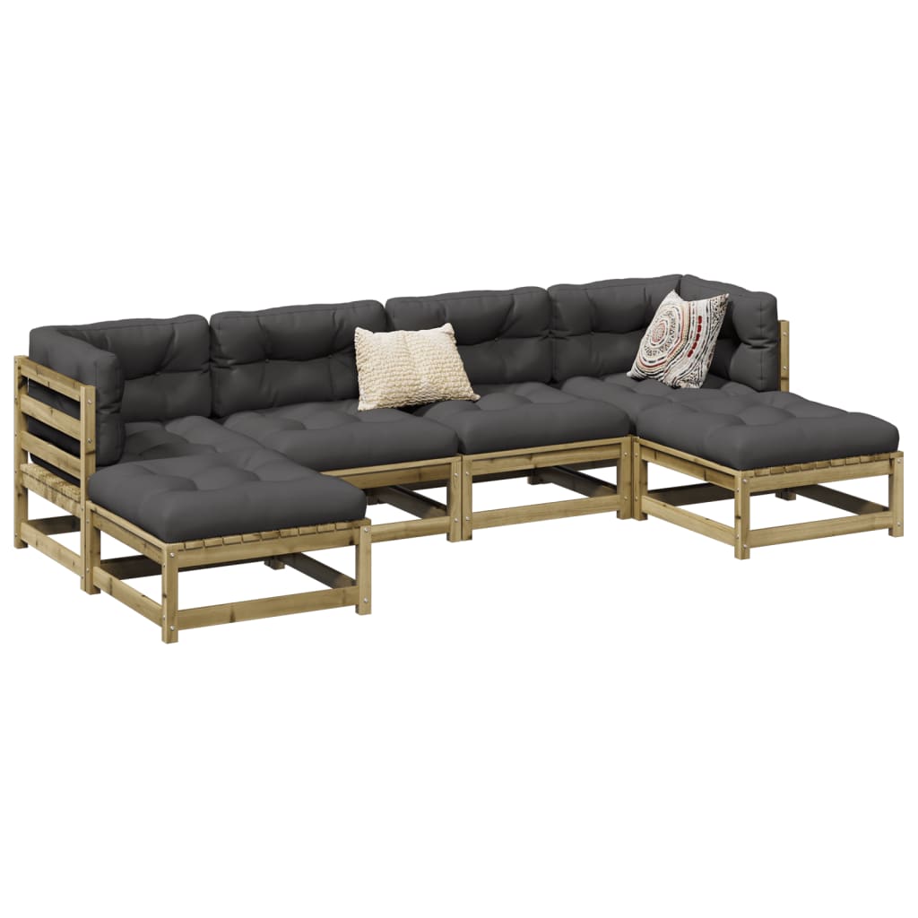 Salon de jardin 6 pcs bois de pin imprégné - XIOS