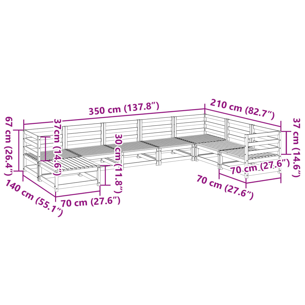 Salon de jardin 8 pcs bois massif sapin de douglas - XIOS