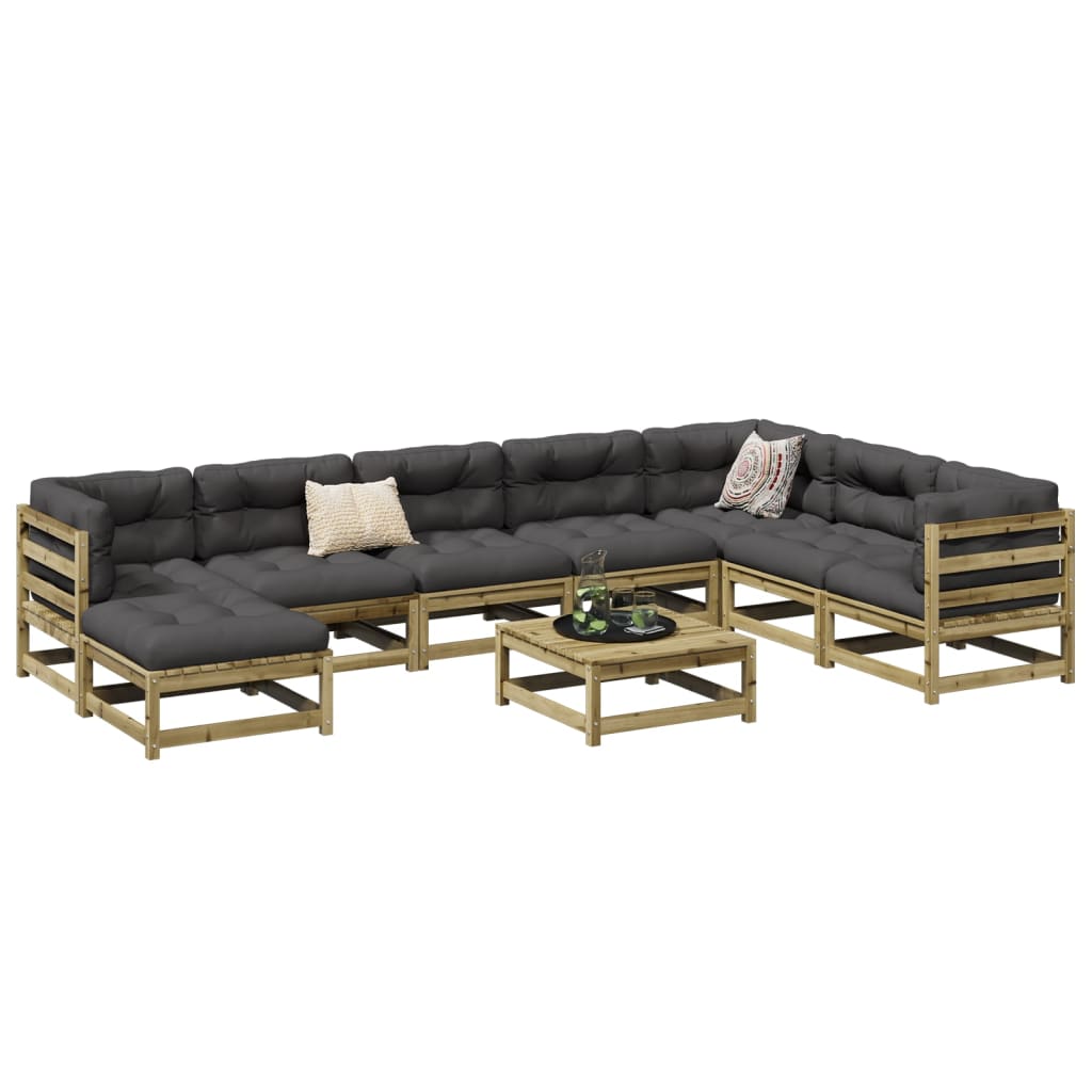 Salon de jardin 9 pcs bois de pin imprégné - XIOS