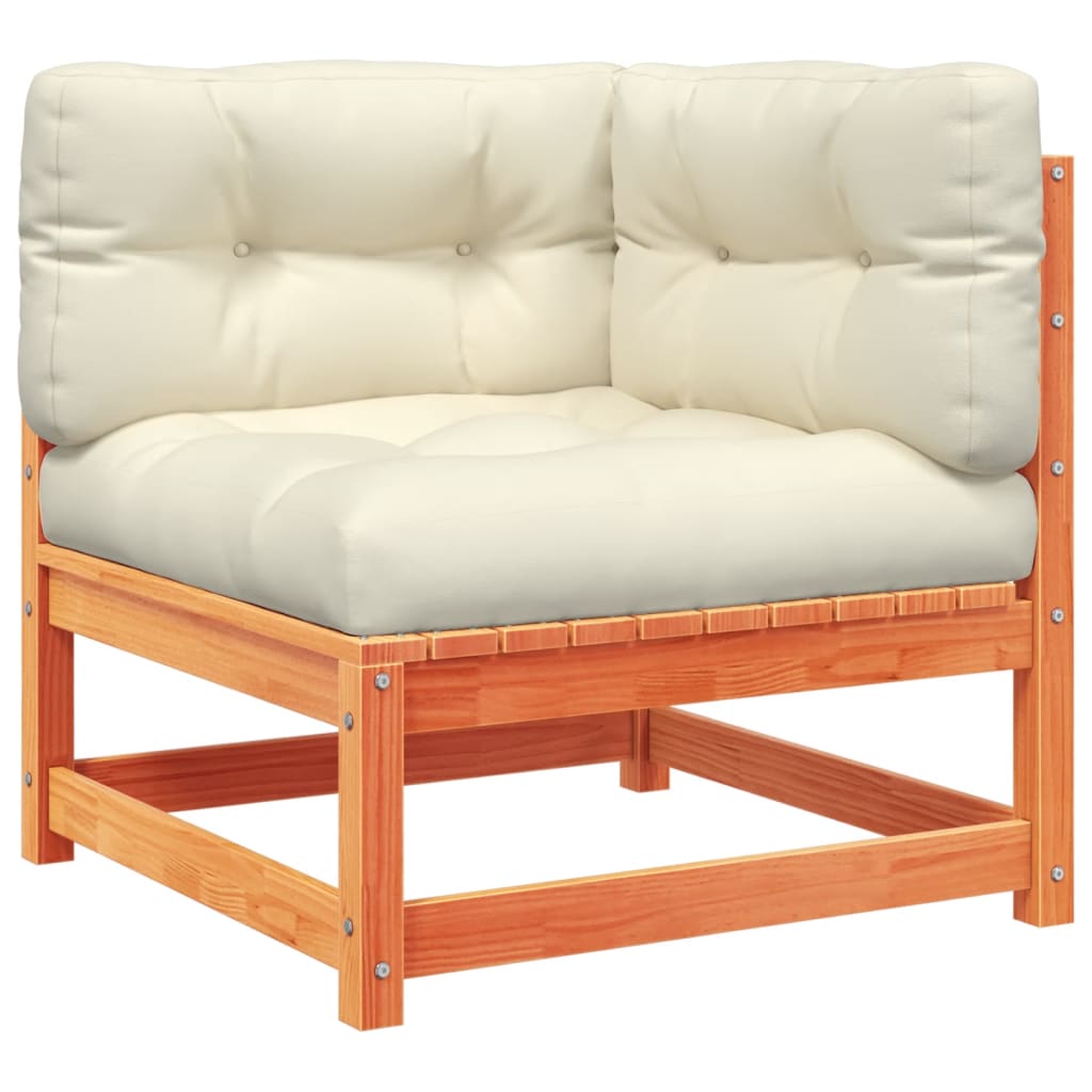 Salon de jardin 6 pcs avec coussins cire marron bois pin massif - XIOS