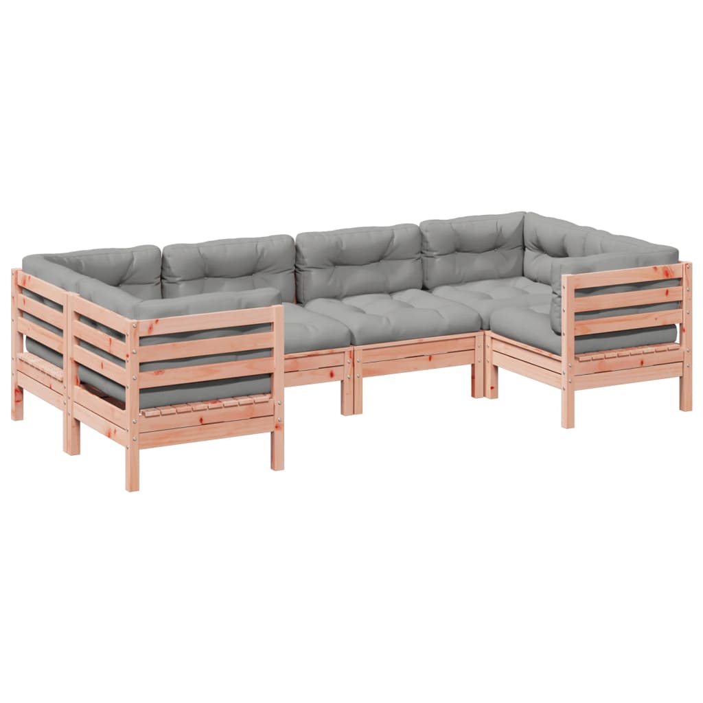 Salon de jardin 6 pcs et coussins bois massif sapin de douglas - XIOS