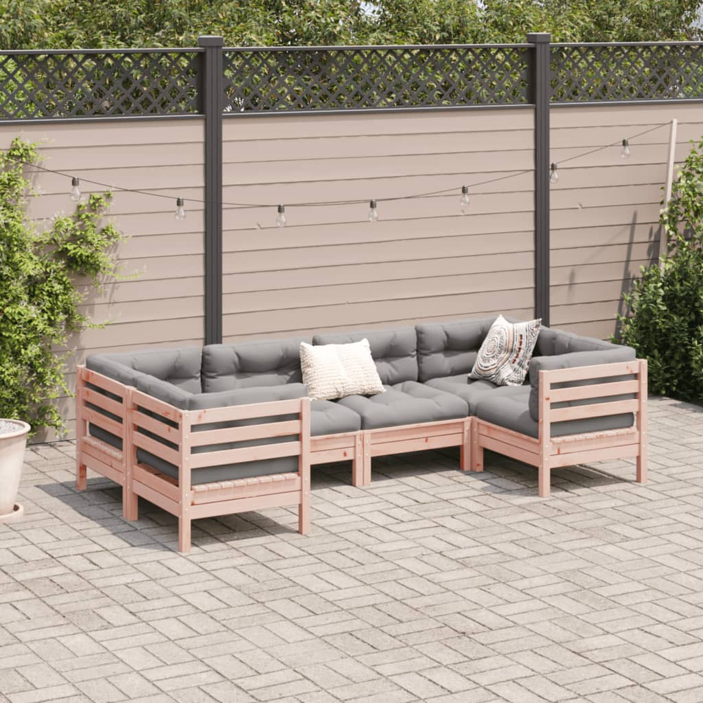 Salon de jardin 6 pcs et coussins bois massif sapin de douglas - XIOS