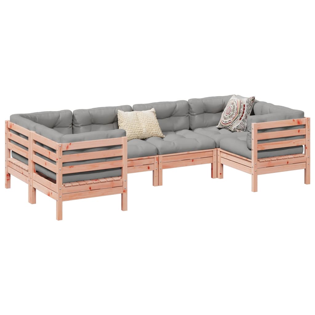 Salon de jardin 6 pcs et coussins bois massif sapin de douglas - XIOS