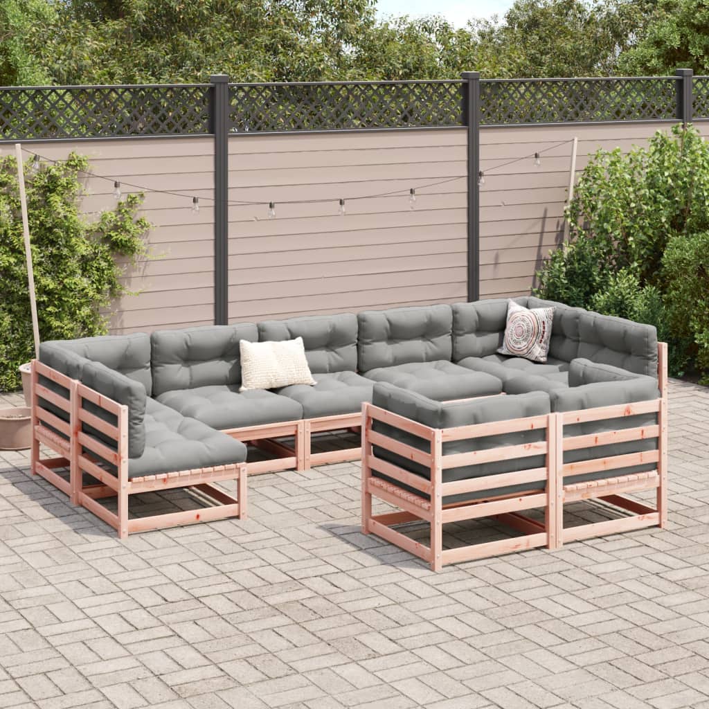 Salon de jardin 9 pcs bois massif sapin de douglas - XIOS