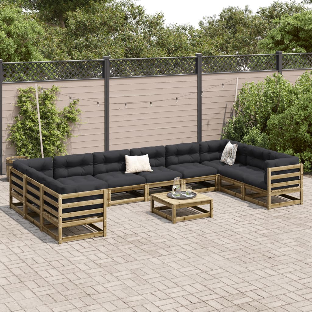 Salon de jardin 11 pcs bois de pin imprégné - XIOS