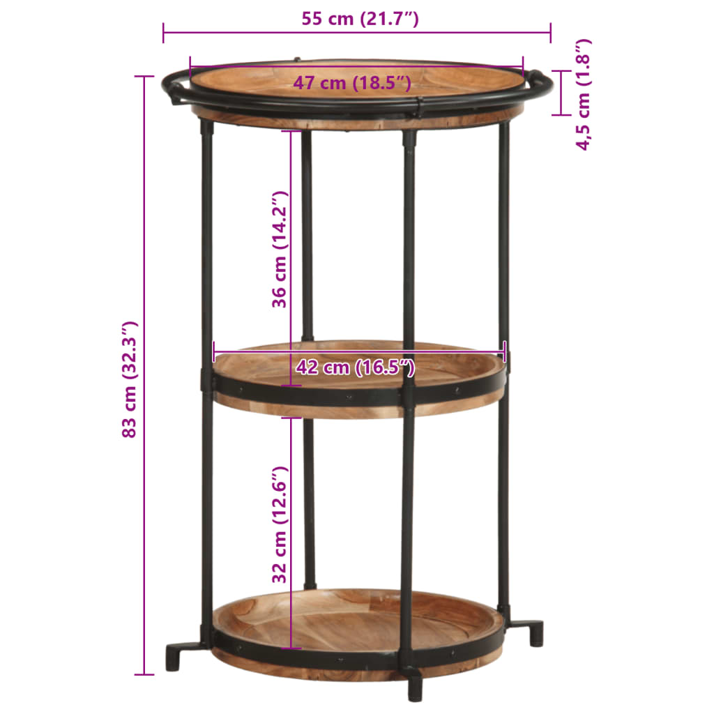Table d'appoint Ø55x83 cm bois massif d'acacia - XIOS